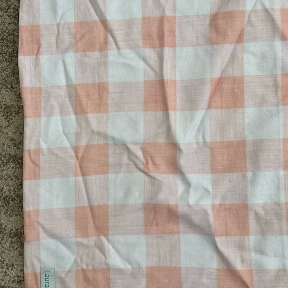 Laura Park Pink & White Checkered Lumbar Pillow Cover 14”x36” - Picture 2 of 5